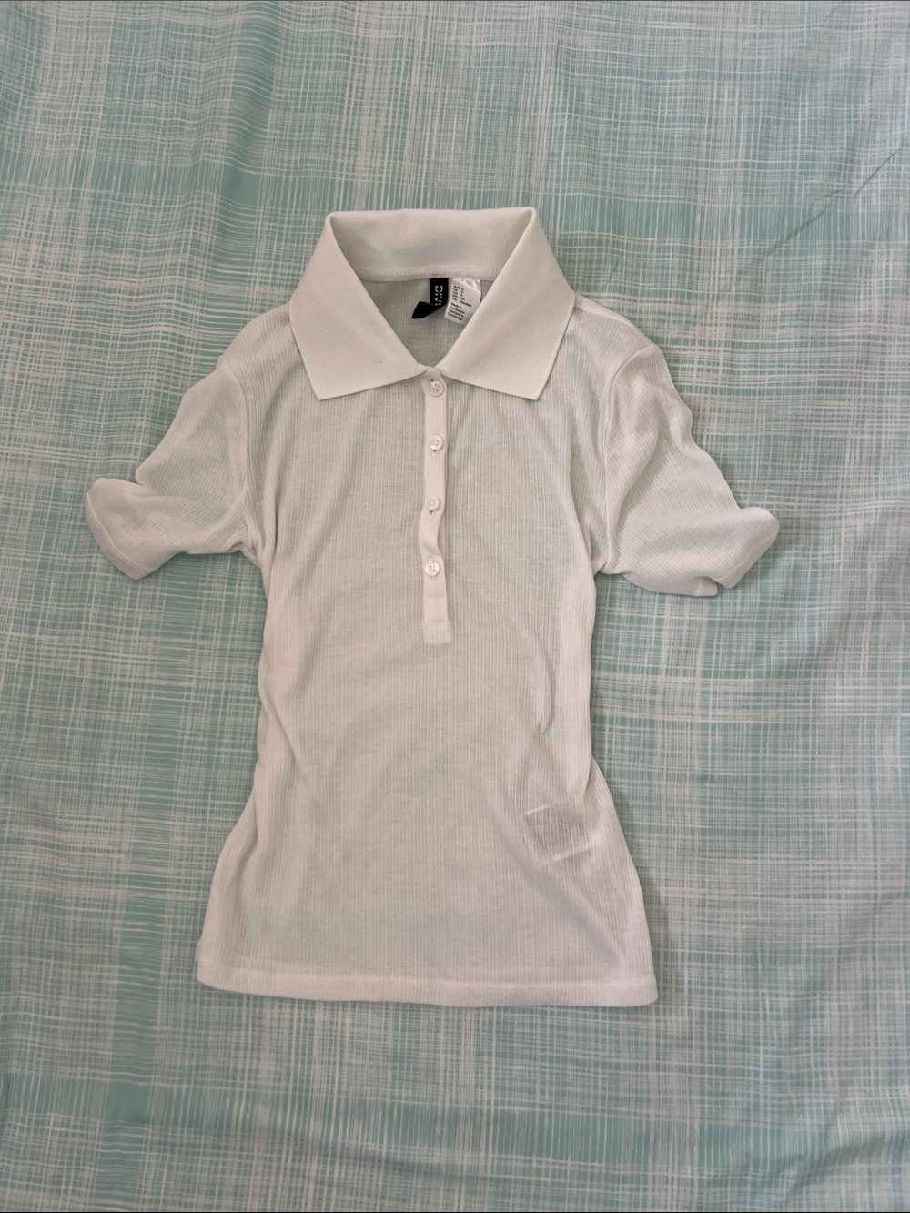 Divided White Short Sleeve Polo Top for Women